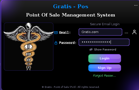 Gratis POS secure email login screen
